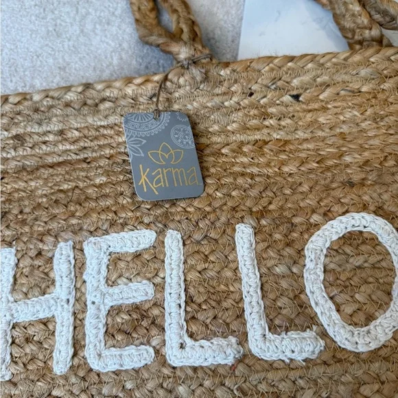 NWT Karma Jute Hello Sunshine Boho Large Tote Bag - Picture 2 of 9